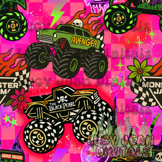 Monster Trucks Pink Seamless File