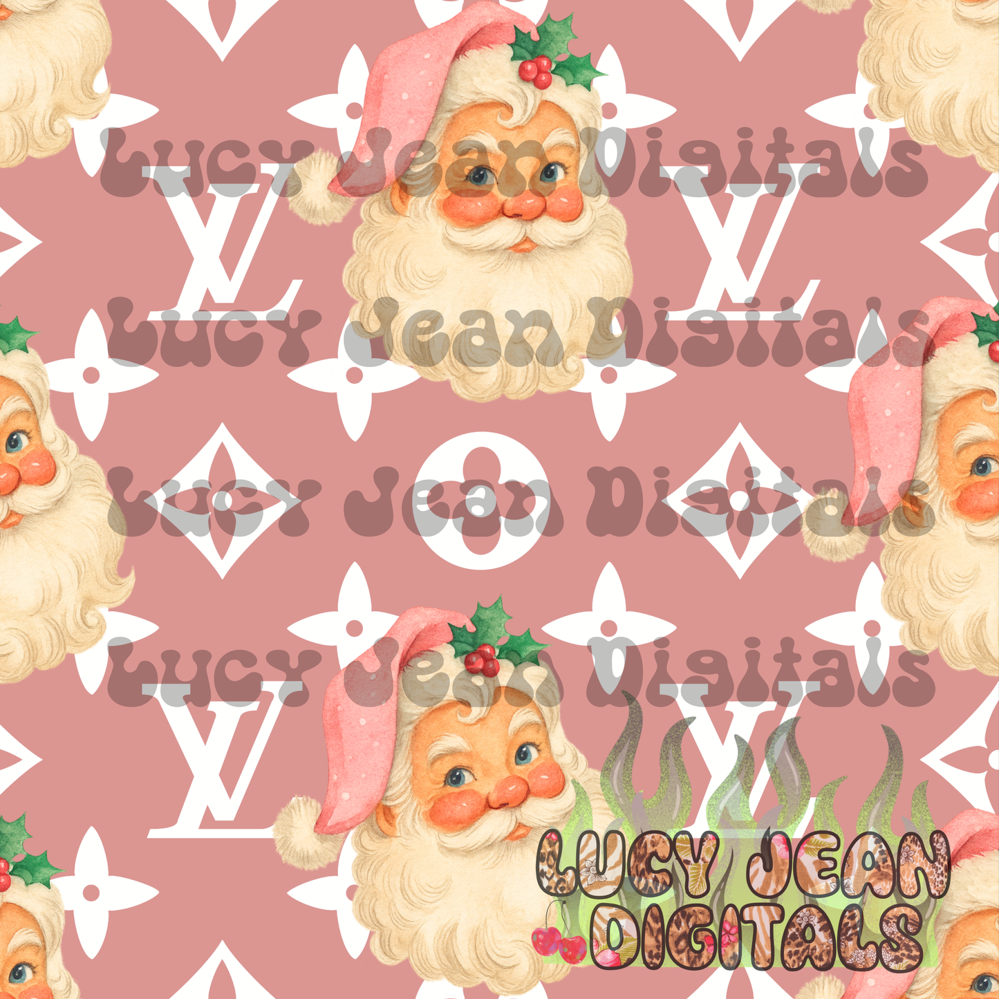 Boujee Santa dark Pink Seamless File