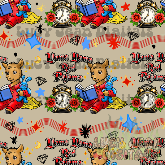 Traditional tattoo Llama in pjs book Seamless File- 2026