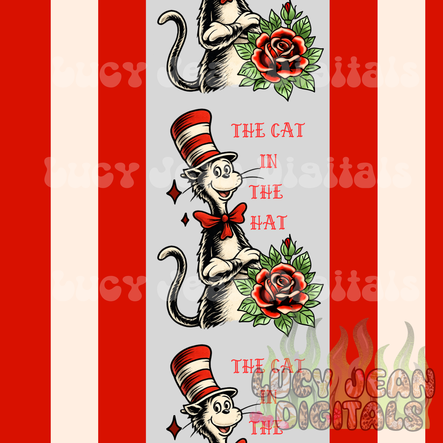 Traditional tattoo cat book Seamless File- 2026