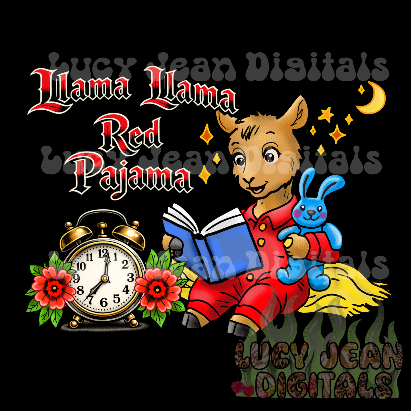 Traditional tattoo Llama in pjs book PNG - 2026