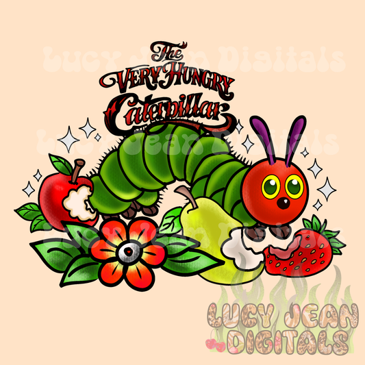 Traditional tattoo caterpillar book PNG - 2026