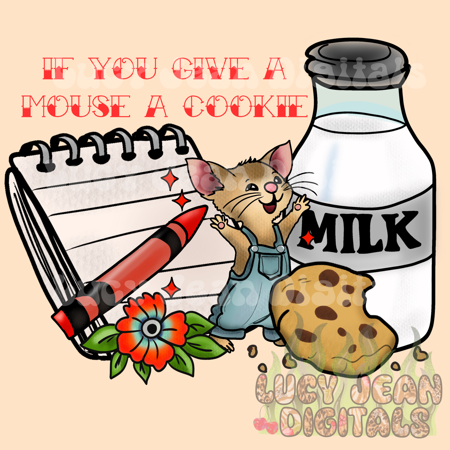 Traditional tattoo mouse cookie book PNG - 2026