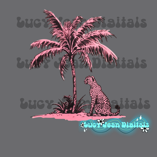 Pink cheetah Palm tree PNG