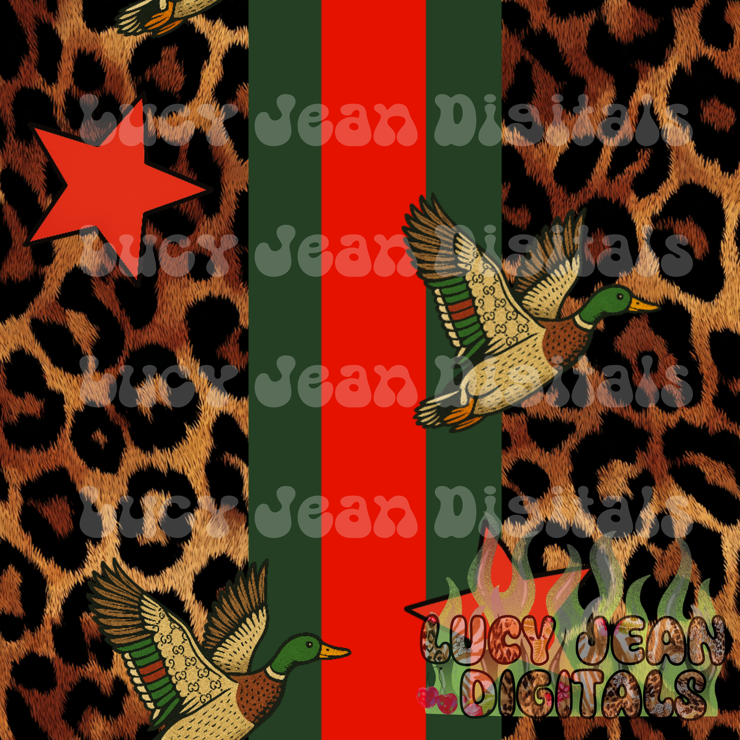 Red/Green boujee leopard Mallards Seamless File