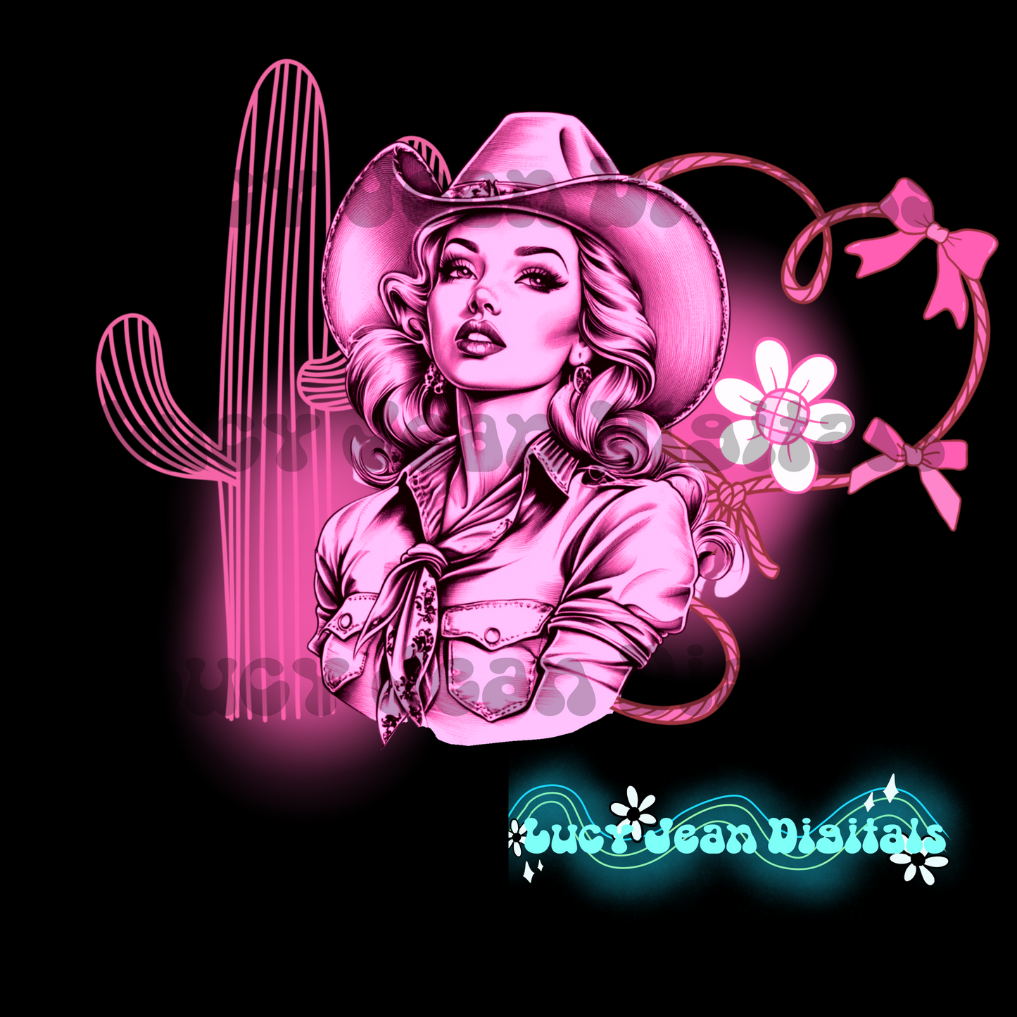 Western pink cowgirl PNG