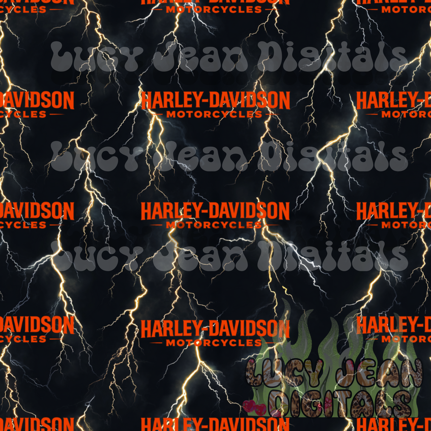 Lightening bolt HD motorcycle Seamless File- 2026