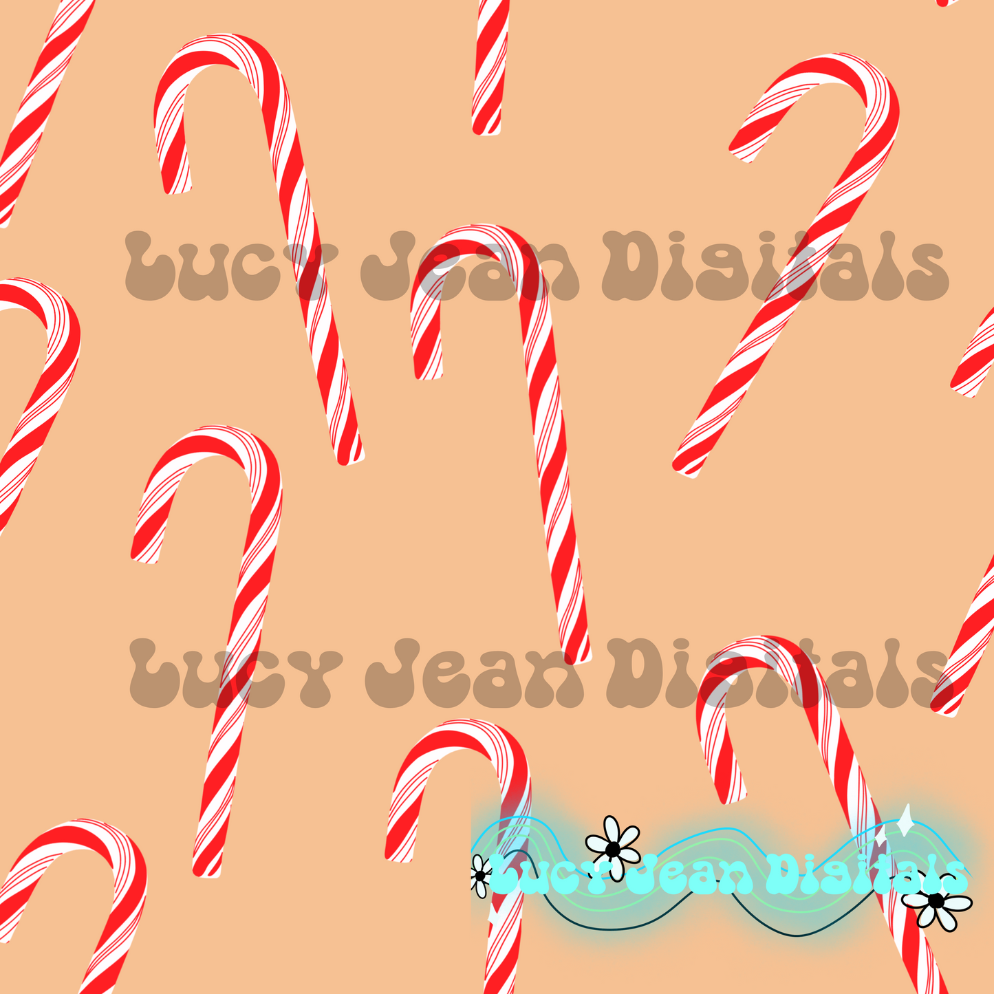 Beige Candy Cane Christmas Seamless File