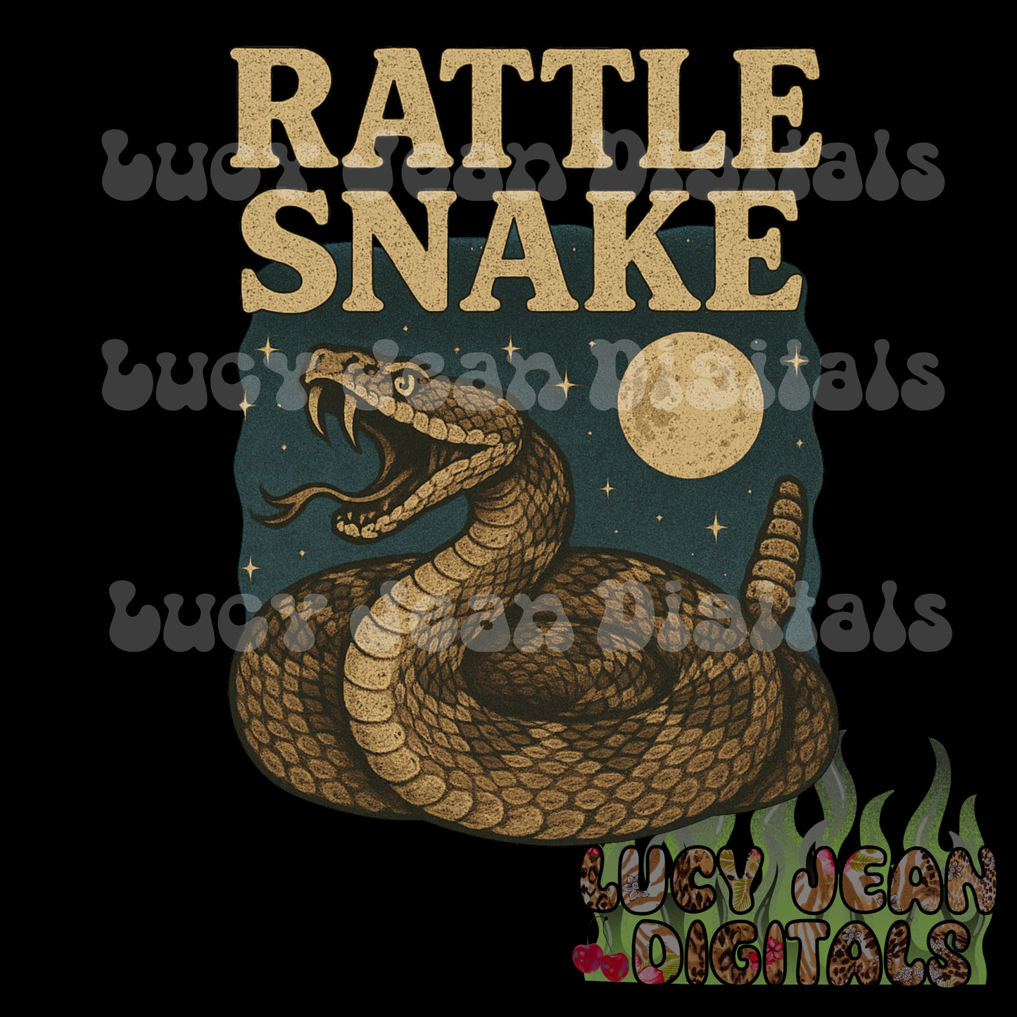Vintage Rattle Snake PNG