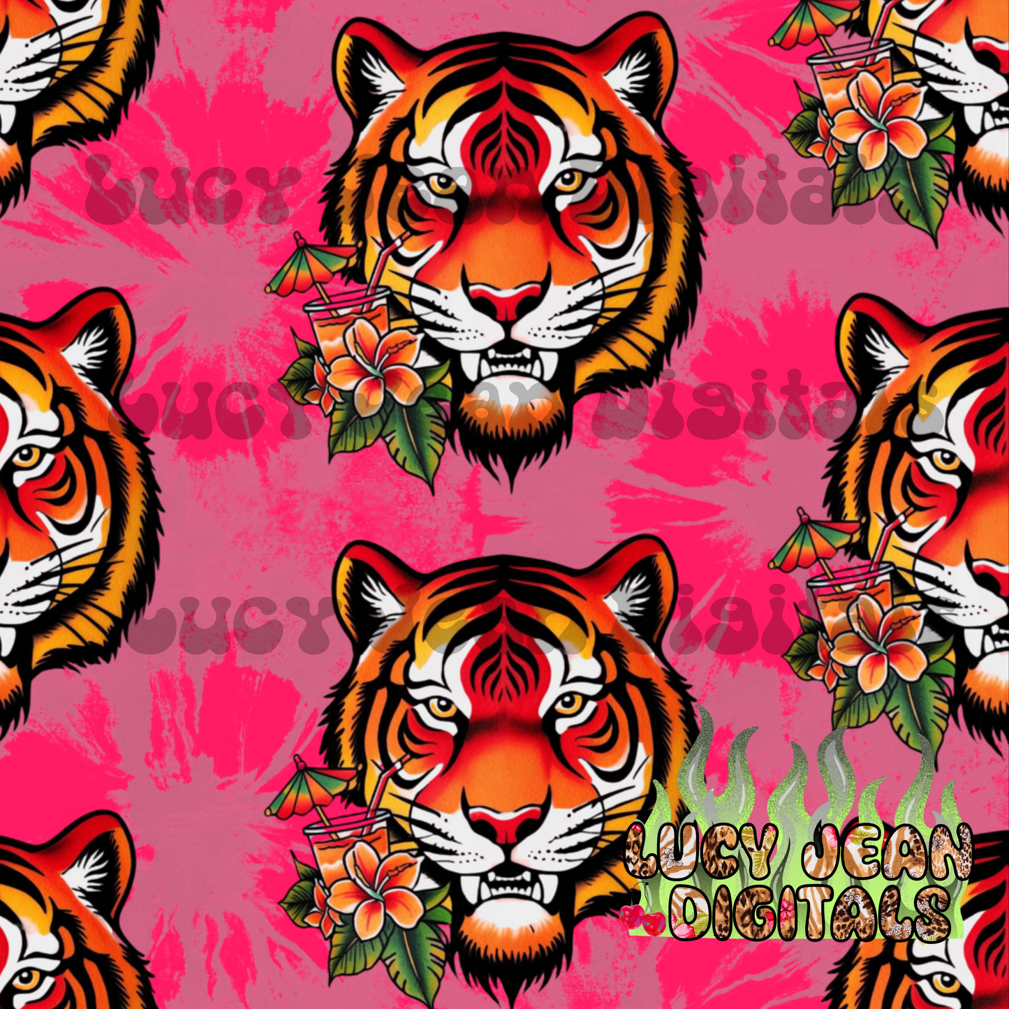 Tropical Tie Dye Tiger Seamless File