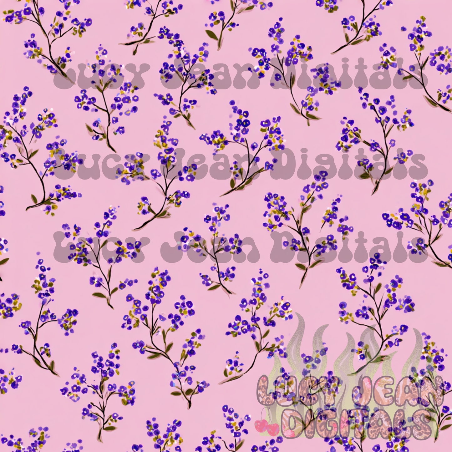 Lavender/dark purple vintage floral Seamless File- 2026