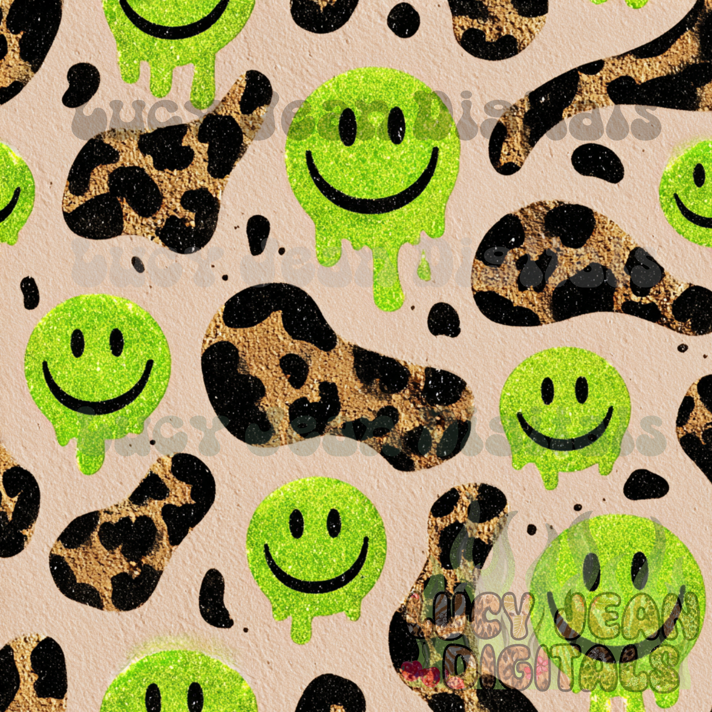 Leopard Lime cowhide Smiley Seamless File