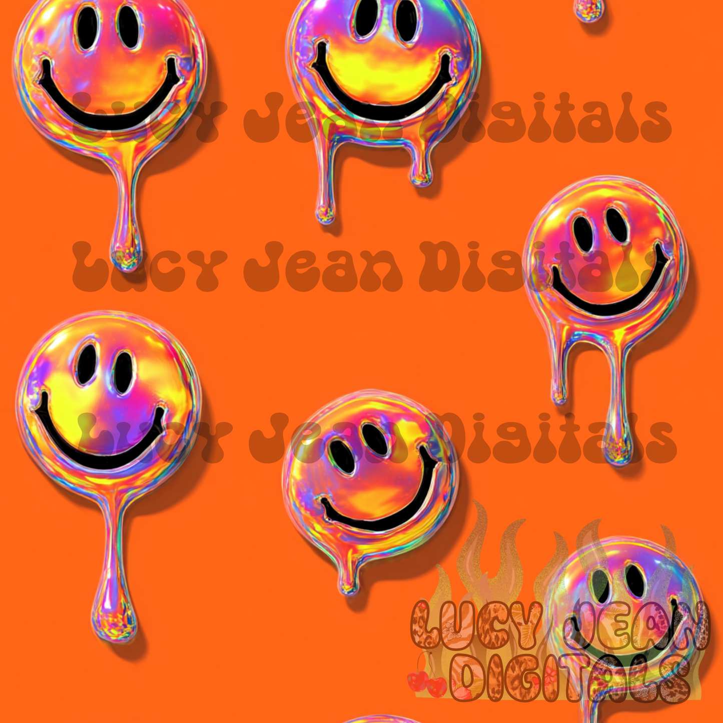 Trippy Orange Smiley Seamless File