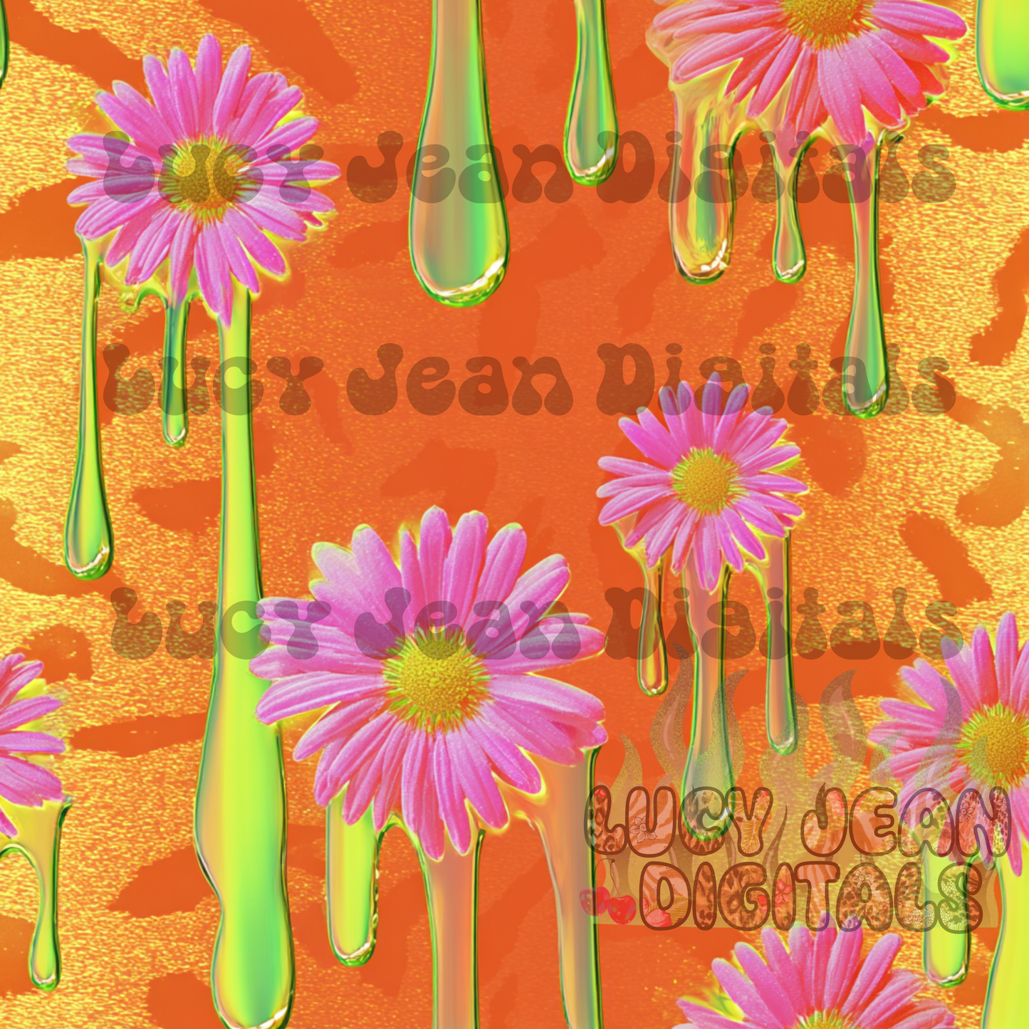 Trippy orange Flowers Seamless File