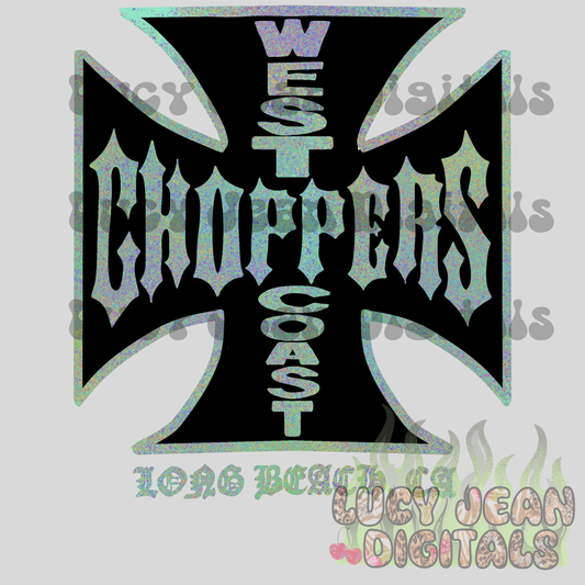 WC choppers motorcycle blue holographic PNG- 2026