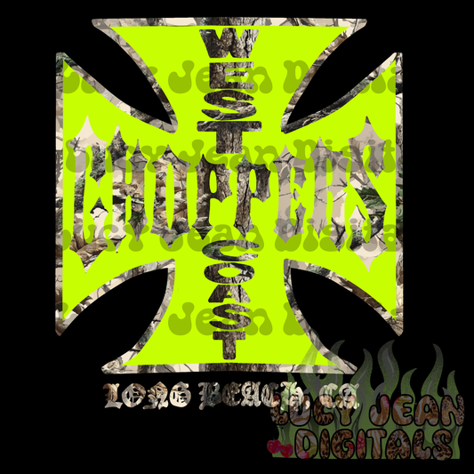WC choppers motorcycle neon Camo PNG- 2026