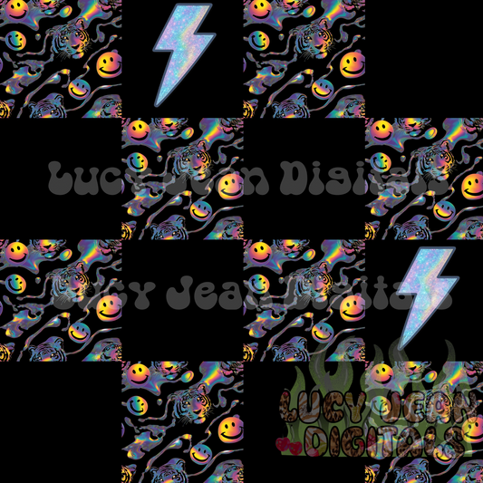 holographic checkered tiger Seamless File