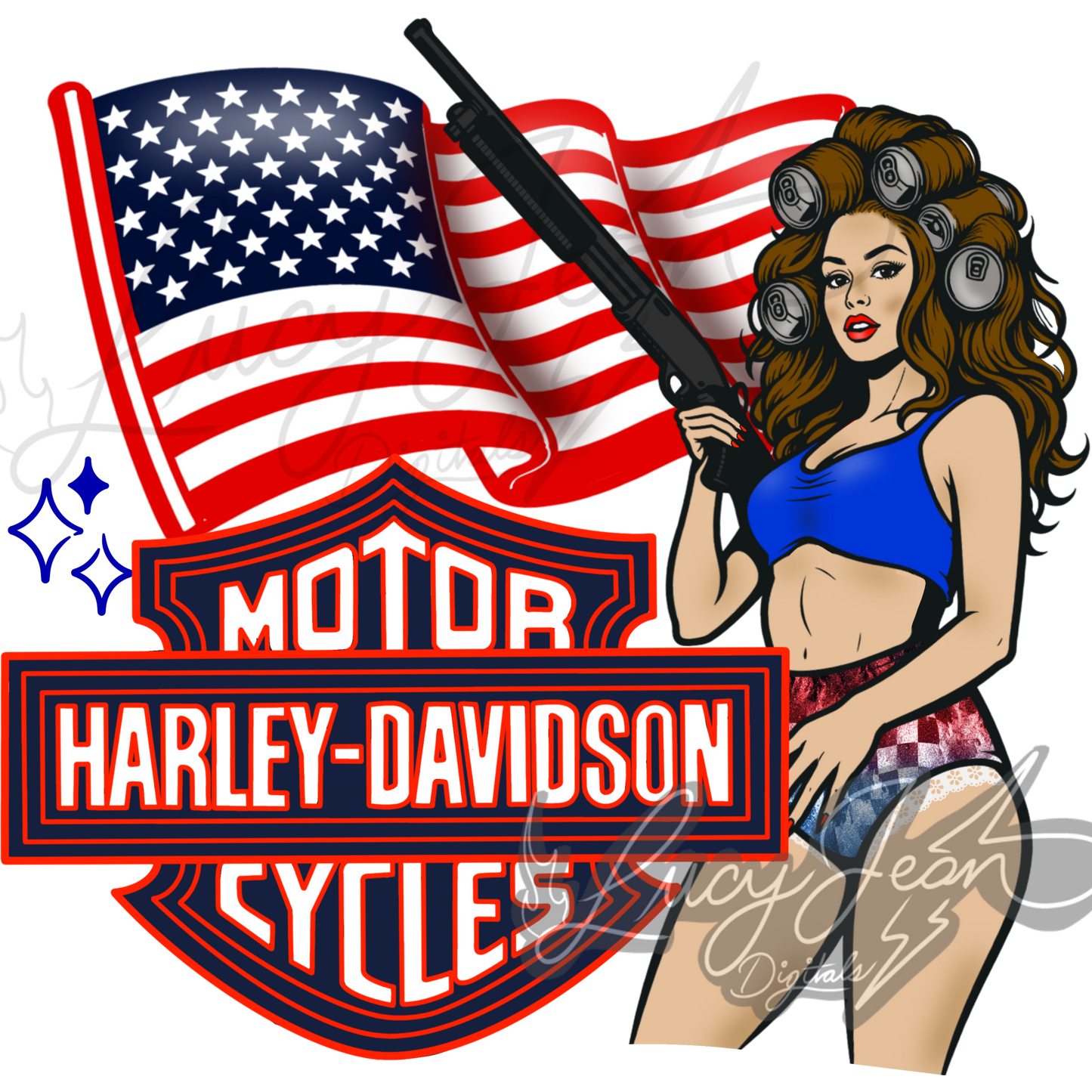 All American HD motorcycle Babe PNG- 2026