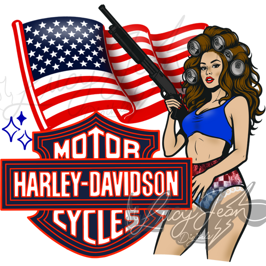 All American HD motorcycle Babe PNG- 2026
