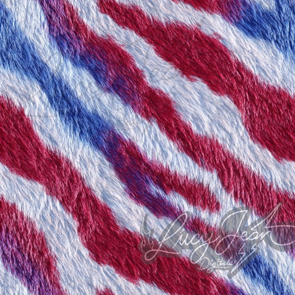 Red white blue zebra fur Seamless File- 2026