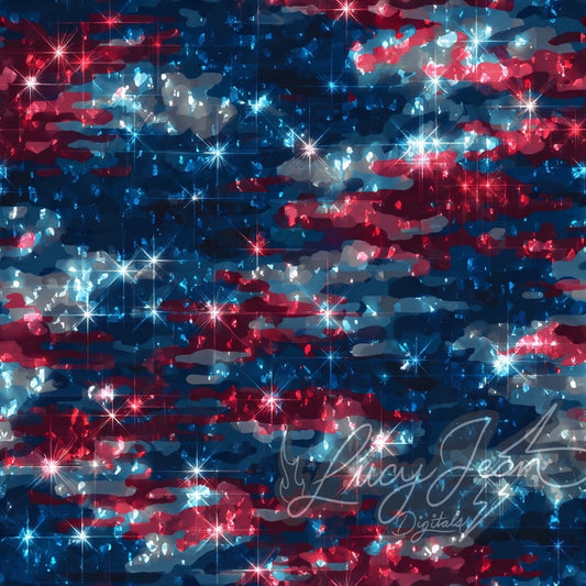 Red white blue glitter camo Seamless File- 2026