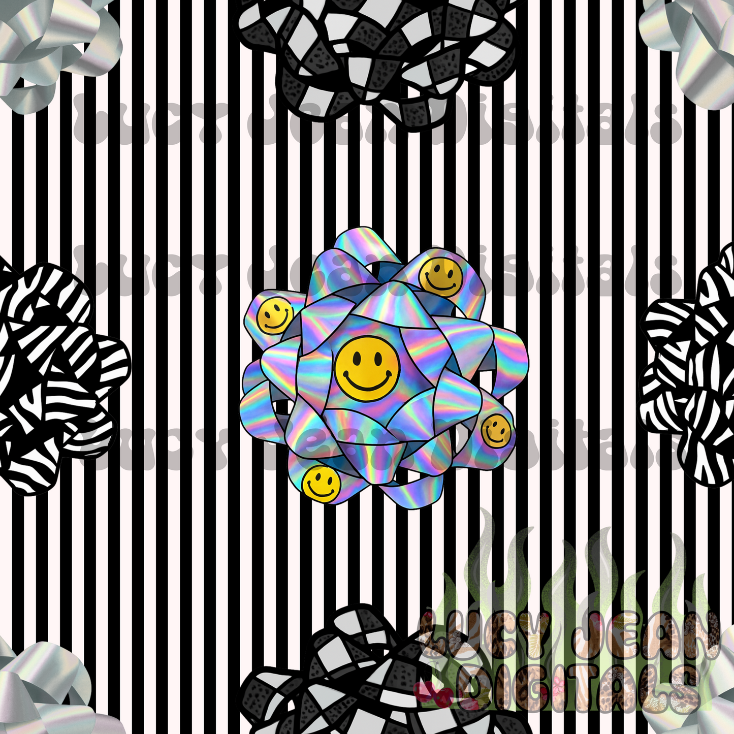 retro Bows Christmas stripes Seamless File