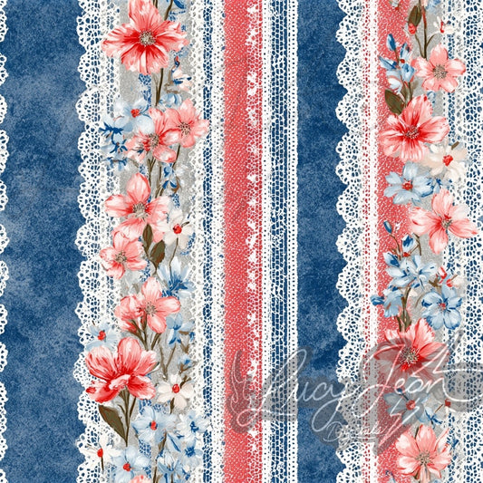 vintage floral stripes American vibes Seamless File- 2026