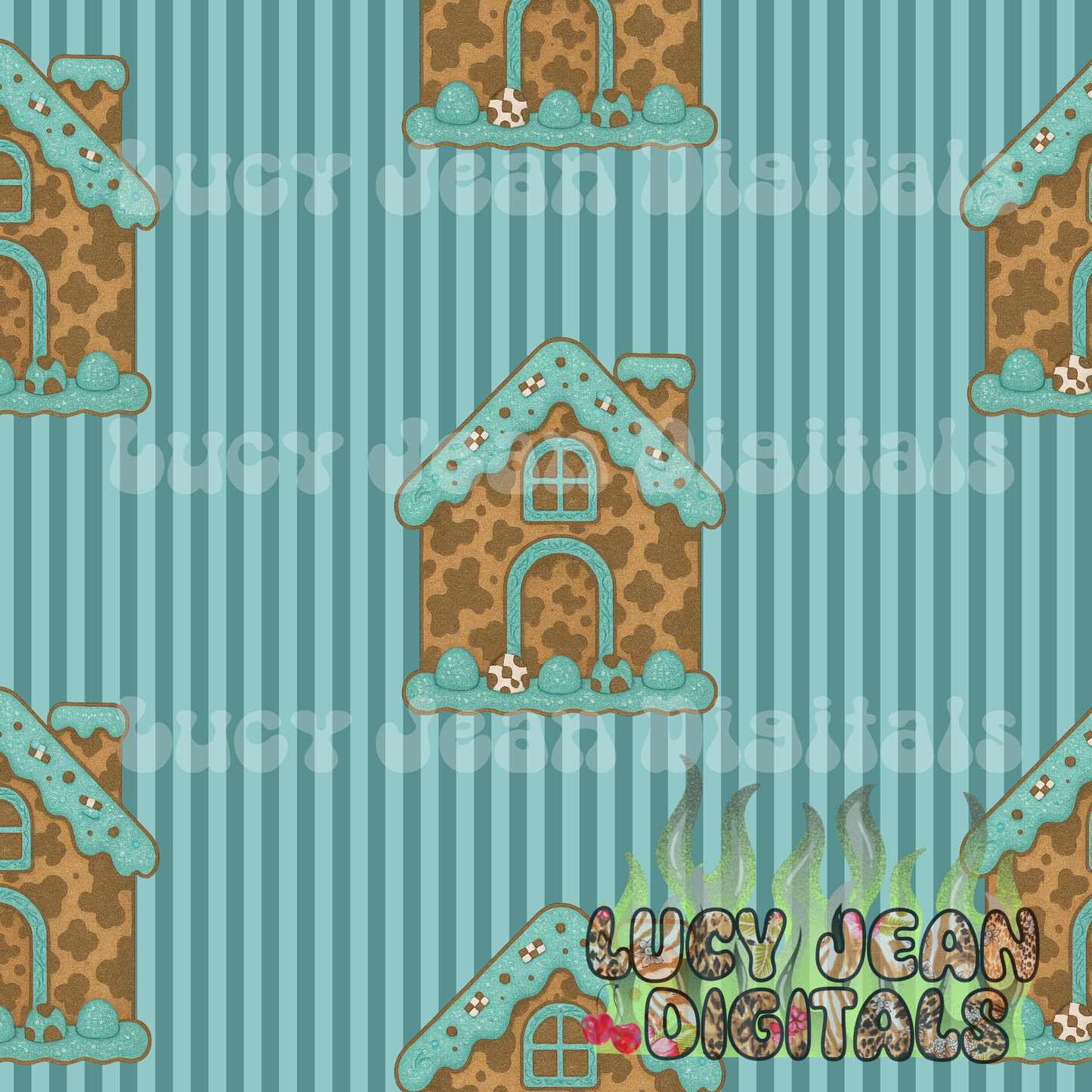 Western gingerbread stripes Christmas Seamless File