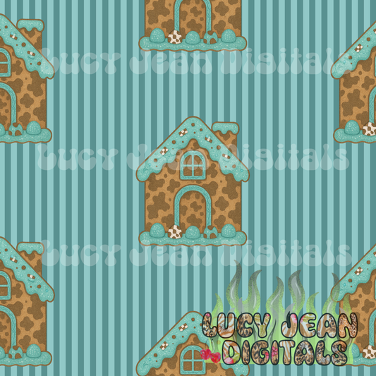 Western gingerbread stripes Christmas Seamless File