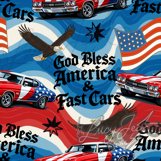 God bless America & fast cars Seamless File- 2026