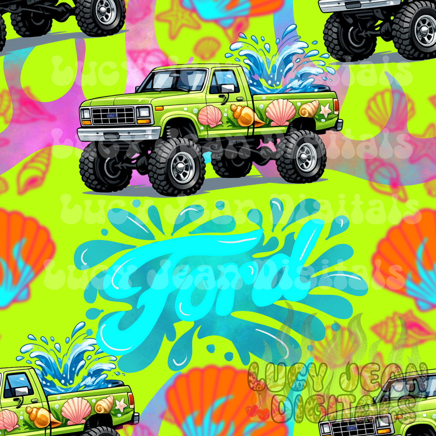 Green Summer Truck Seamless File- 2026