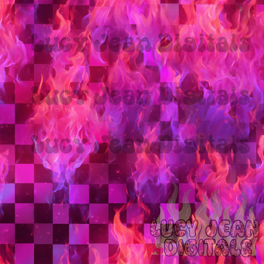 Pink purple checkered flames Seamless File- 2026