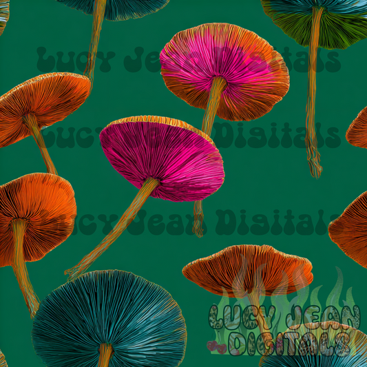 Emerald Mushrooms Seamless File
