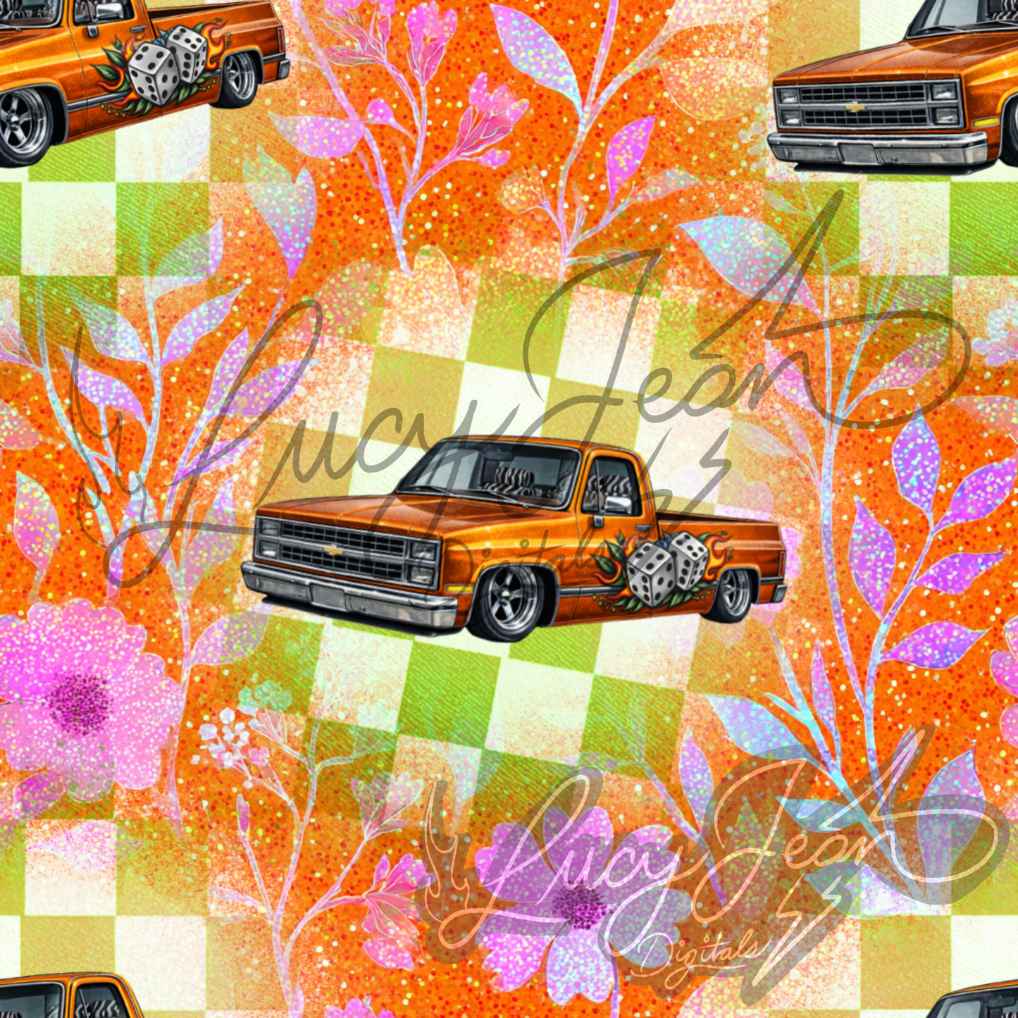 Neon C Truck in orange green Seamless File- 2026