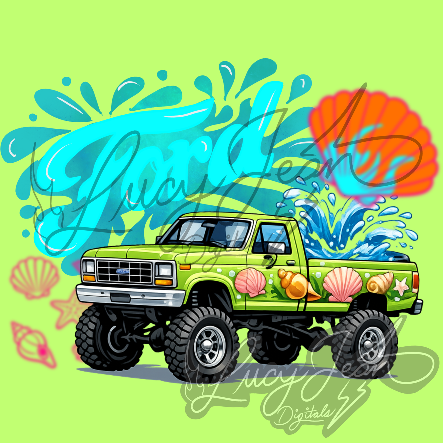 Neon beach F Truck  PNG- 2026