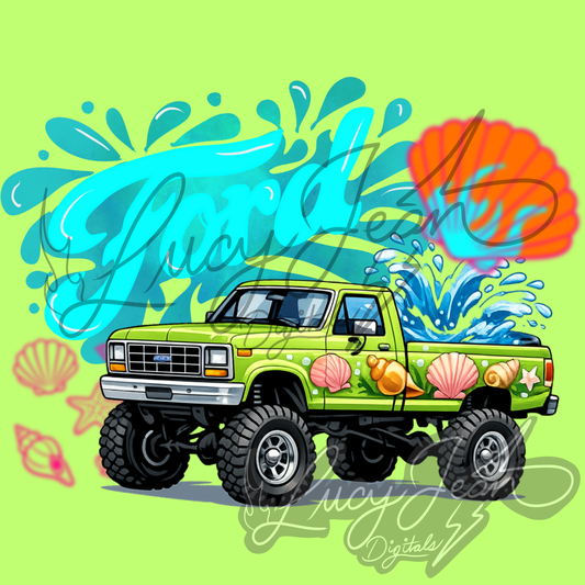 Neon beach F Truck  PNG- 2026