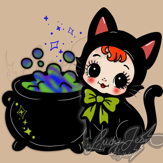 Halloween cat Kewpie PNG -2026