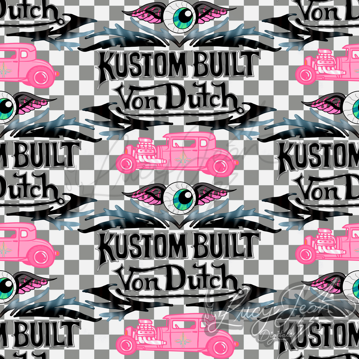 Y2K pink hot rod checkered Seamless File-2026
