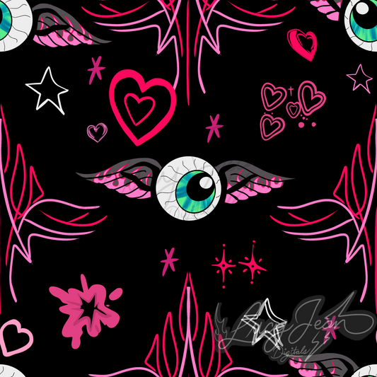 Y2K pink eyeballs Seamless File-2026