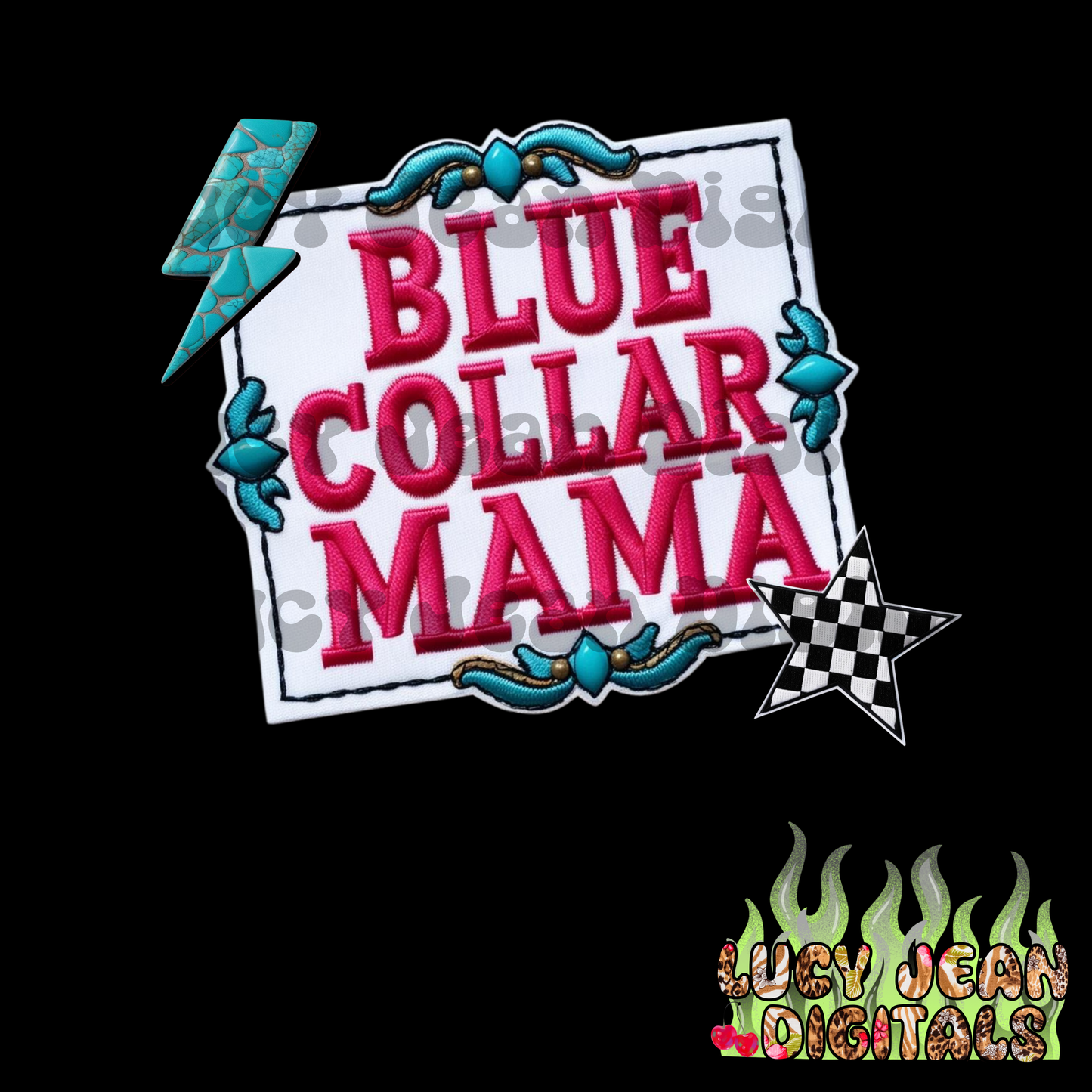 Blue Collar Mama PNG
