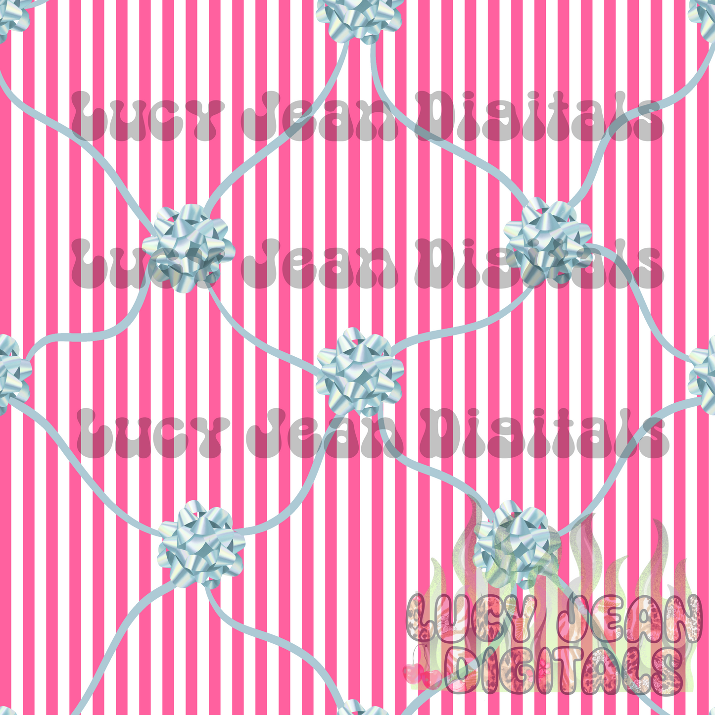 Christmas Bows Tied Pink stripes seamless file