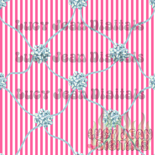 Christmas Bows Tied Pink stripes seamless file