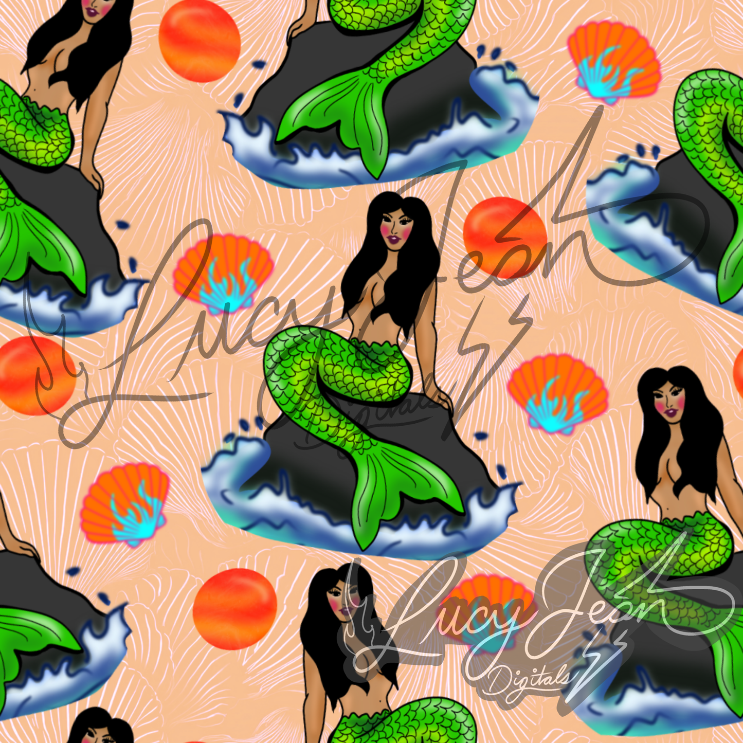 Pinup mermaid Seamless File- 2026