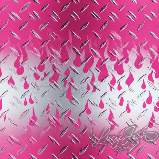 Pink flame diamond plate silver metal Seamless File-2026