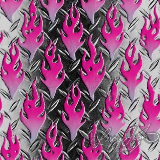 Pink flame diamond plate metal Seamless File-2026