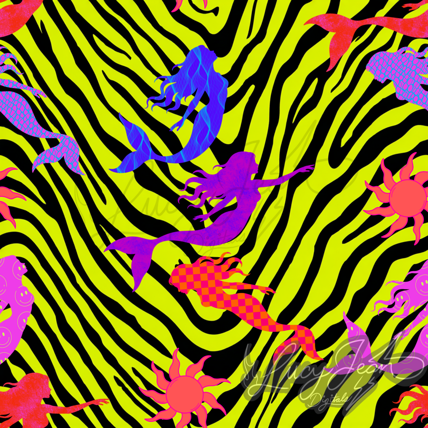 Neon mermaid zebra Seamless File-2026