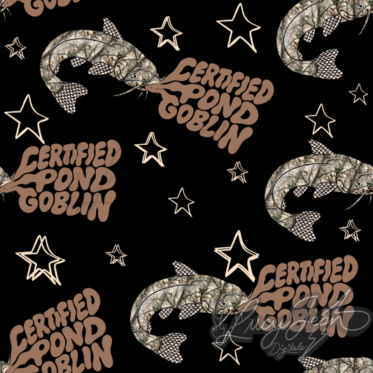 Catfish pond goblin black camo Seamless File-2026