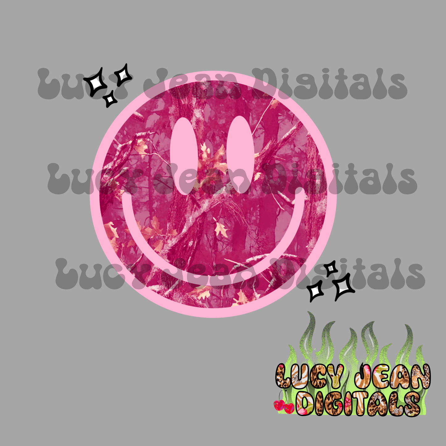 Hot Pink Camo Smiley PNG