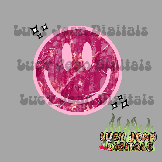Hot Pink Camo Smiley PNG