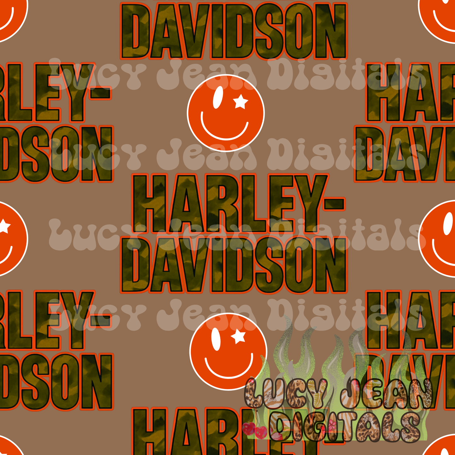orange Camo HD Motorcycle Seamless File